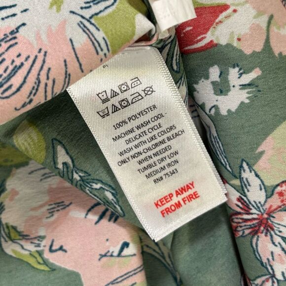 Cupcakes & Cashmere Red Green Tropical Holiday Comfy Floral Pajama Nightshirt L - Picture 6 of 10